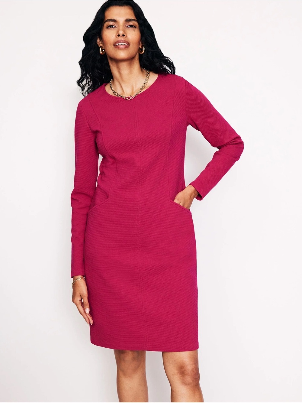 Boden Cornelia Ottoman Dress - Magenta